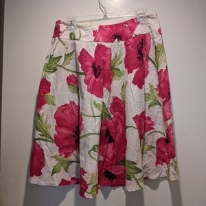 Pink Floral Midi Skirt